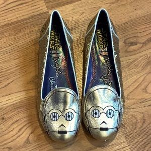 Irregular Choice Gold C3PO Star Wars flats